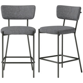 Tabouret de bar Kerane rembourré dossier incurvé îlot cuisine gris