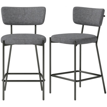 Tabouret de bar Kerane rembourré dossier incurvé îlot cuisine gris