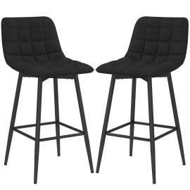 Torrio Tabourets de cuisine style nordique en tissu effet velours noir