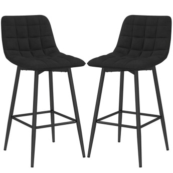 Torrio Tabourets de cuisine style nordique en tissu effet velours noir