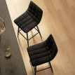 Torrio Tabourets de cuisine style nordique en tissu effet velours noir