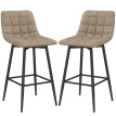 Marier Set de 2 Tabourets de Cuisine Nordiques Velours Métal Marron