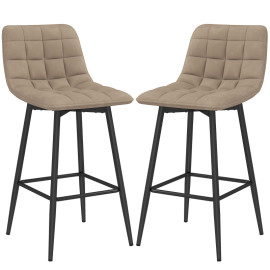 Marier Set de 2 Tabourets de Cuisine Nordiques Velours Métal Marron
