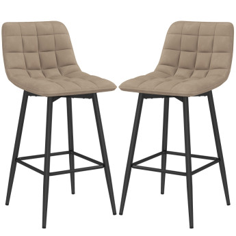 Marier Set de 2 Tabourets de Cuisine Nordiques Velours Métal Marron