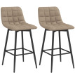 Marier Set de 2 Tabourets de Cuisine Nordiques Velours Métal Marron