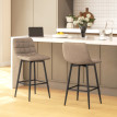 Marier Set de 2 Tabourets de Cuisine Nordiques Velours Métal Marron