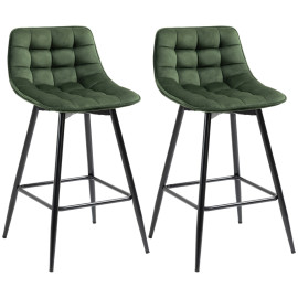 Tabouret de Bar Vilet Dossier Repose Pieds Style Nordique Vert