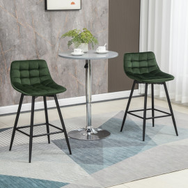 Tabouret de Bar Vilet Dossier Repose Pieds Style Nordique Vert