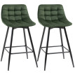 Tabouret de Bar Vilet Dossier Repose Pieds Style Nordique Vert