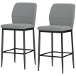 Set de tabourets de bar Teres velours repose-pieds dossier gris
