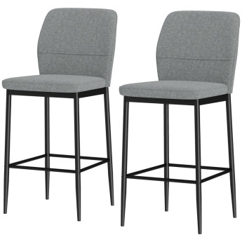 Set de tabourets de bar Teres velours repose-pieds dossier gris