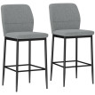 Set de tabourets de bar Teres velours repose-pieds dossier gris