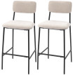 Tabouret de bar Kaline dossier haut chenille crème