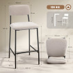 Tabouret de bar Kaline dossier haut chenille crème