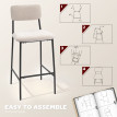 Tabouret de bar Kaline dossier haut chenille crème