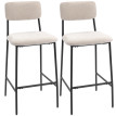 Tabouret de bar Kaline dossier haut chenille crème