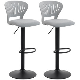 Lot de 2 tabourets de bar Merson pivotants réglables gris