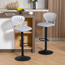 Lot de 2 tabourets de bar Merson pivotants réglables gris