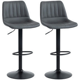 Lot de 2 tabourets de bar Nalisac design rétro réglable gris foncé