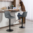 Lot de 2 tabourets de bar Nalisac design rétro réglable gris foncé