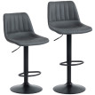 Lot de 2 tabourets de bar Nalisac design rétro réglable gris foncé