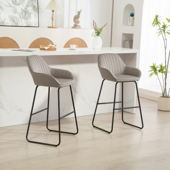 Tabouret de bar Jarvine velours rembourré pieds métal gris