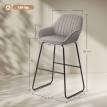 Tabouret de bar Jarvine velours rembourré pieds métal gris