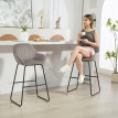 Tabouret de bar Jarvine velours rembourré pieds métal gris