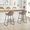 Tabouret de bar Jarvine velours rembourré pieds métal gris
