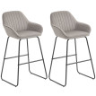 Tabouret de bar Jarvine velours rembourré pieds métal gris