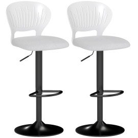 Lot de 2 Tabourets de Bar Jaral Pivotants Réglables 360° Blanc