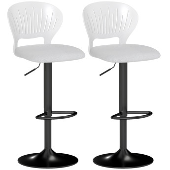 Lot de 2 Tabourets de Bar Jaral Pivotants Réglables 360° Blanc