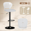 Lot de 2 Tabourets de Bar Jaral Pivotants Réglables 360° Blanc