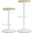 Lot de 2 tabourets de bar Orarson réglables pivotants bois naturel blanc