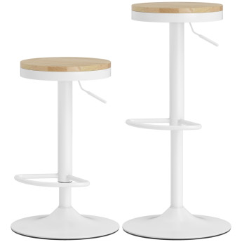 Lot de 2 tabourets de bar Orarson réglables pivotants bois naturel blanc