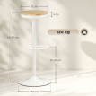 Lot de 2 tabourets de bar Orarson réglables pivotants bois naturel blanc