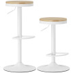 Lot de 2 tabourets de bar Orarson réglables pivotants bois naturel blanc