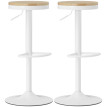 Lot de 2 tabourets de bar Orarson réglables pivotants bois naturel blanc