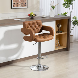 Calara tabouret de bar réglable pivotant avec dossier accoudoirs marron