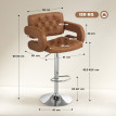 Calara tabouret de bar réglable pivotant avec dossier accoudoirs marron