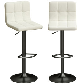 Tabouret de Bar Meronane Réglable Cuir PU Crème
