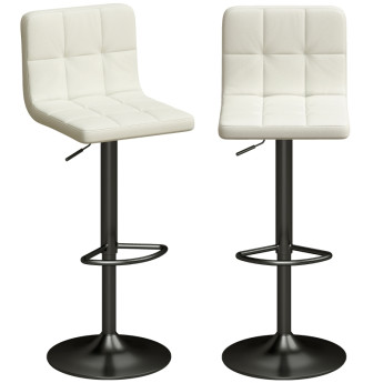 Tabouret de Bar Meronane Réglable Cuir PU Crème
