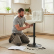 Tabouret de Bar Meronane Réglable Cuir PU Crème