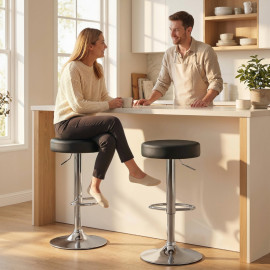 Tabouret Amel pivotant réglable cuisine bar noir