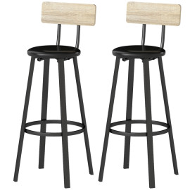 Produit Kereova tabourets hauts cuisine dossier repose pieds naturel noir