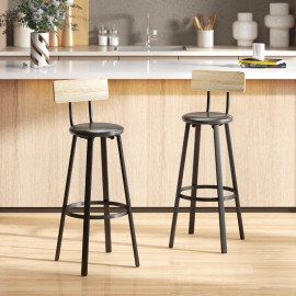 Produit Kereova tabourets hauts cuisine dossier repose pieds naturel noir