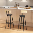 Produit Kereova tabourets hauts cuisine dossier repose pieds naturel noir