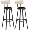 Produit Kereova tabourets hauts cuisine dossier repose pieds naturel noir