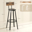 Tabourets de Bar Rivys Industriels avec Dossier Simili Cuir Marron Rustique