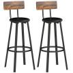 Tabourets de Bar Rivys Industriels avec Dossier Simili Cuir Marron Rustique